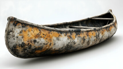 Aged Wooden Canoe 3D Render