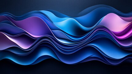 Abstract Blue and Purple Wave Paper Art