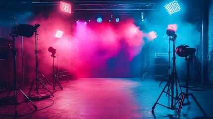 Neon Stage Setup: Cinematic Studio Lighting Design