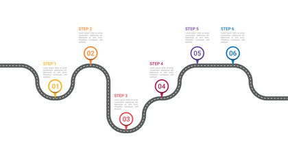Roadmap Infographic Design with 6 Steps