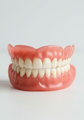 Obraz premium Complete Denture: A Realistic Pink and White Porcelain Smile