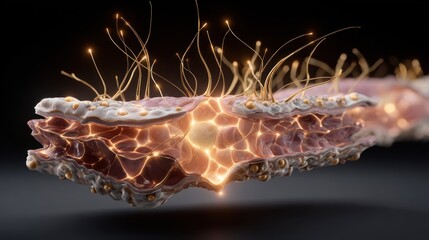 Intricate cellular structures scientific visualization 3d render microenvironments close-up view biology concept