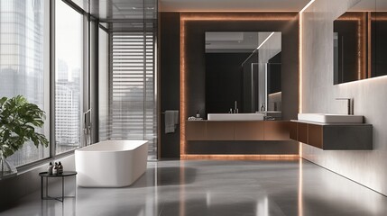 Modern Luxury Bathroom Design with City View