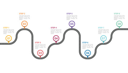 Roadmap Infographic Design with 8 Steps