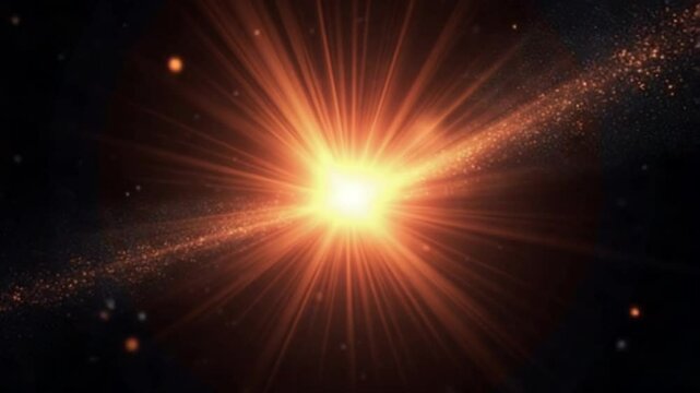 Particle explosion, Meteor shower with stars, Bokeh Particles. Animated rain of particles flying towards the meeting.