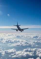 Airplane Soaring Above Serene Cloud Sea: A Majestic Aerial View
