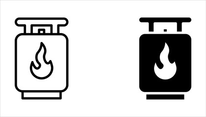 gas cylinders icons set. Outline set of industrial gas cylinders vector icons on white background