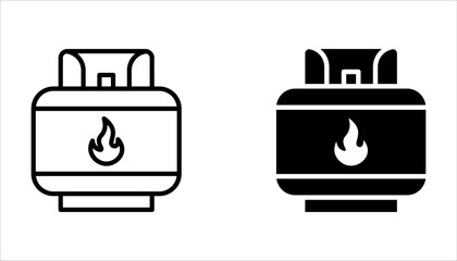 gas cylinders icons set. Outline set of industrial gas cylinders vector icons on white background