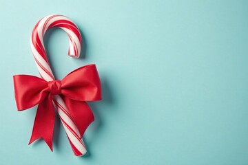 A red and white candy cane tied into a festive bow Perfect for holiday baking and crafting imagery , sugary, celebration