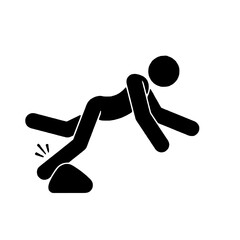 Silhouette of a person stumbling over a rock