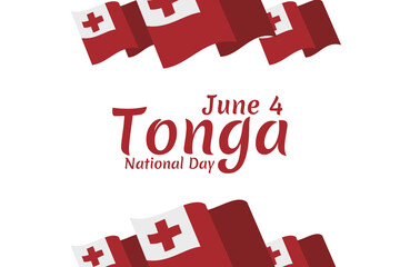 June 4, Independence Day of Tonga vector illustration. Suitable for greeting card, poster and banner.