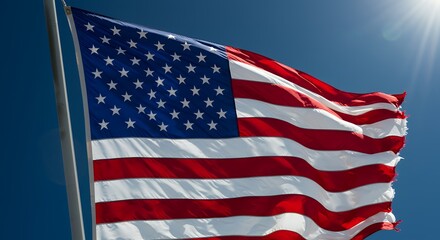 Fototapeta premium American Flag on Flagpole