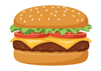 Cartoon Cheeseburger Illustration - Fast Food Icon