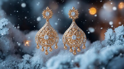 Elegant Diamond Earrings in Winter Wonderland Setting