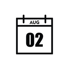 calender icon, 02 august icon with white background