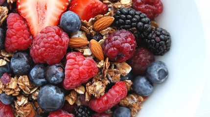Colorful Breakfast Bowl with Granola and Fresh Berries for a Healthy Start