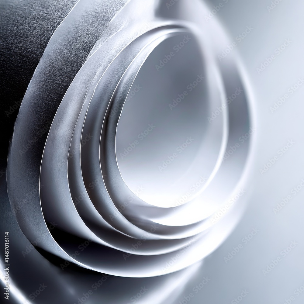 Poster abstract silver metallic curves and shadows, a modern and minimalist design