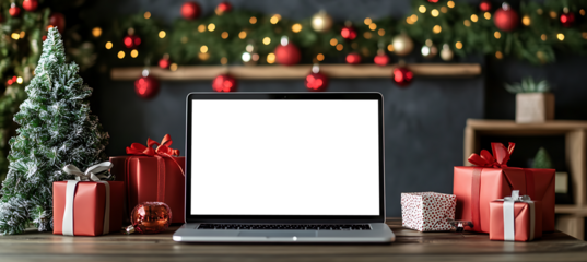 Modern Office Workspace Featuring A Transparent Laptop Screen With Shelves And Natural Green Plants Around - Perfect for personalized branding or ad content.