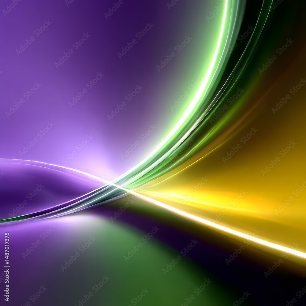 Aufkleber Luminous Convergence: Abstract interplay of light and color creating a dynamic visual effect with flowing shapes.