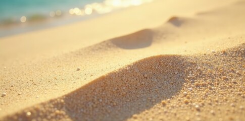 Fine, light beige sand, grainy texture, sunlight reflections, arid, outdoor, natural