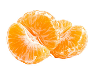 peeled tangerine on white background
