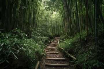 Bamboo Forest Path Steps.