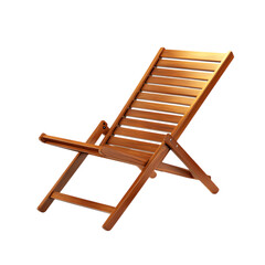 Minimalist Reclining Wooden Beach Chair with a Comp Isolated on Transparent Background