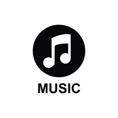 Simple Black and White Music Note Icon