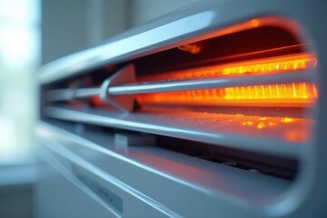 Close-up of a split HVAC system air conditioning and heating unit, showcasing both hot and cold air vents , machine, climate control, condenser