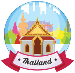 Fototapeta premium Colorful Thai Temple Vector Illustration