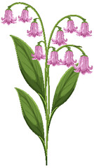 Elegant Pink Bell Flowers with Green Leaves