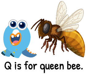 Alphabet Illustration: Q for Queen Bee
