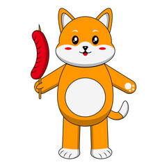 Illustration of Cute Dog Mascot. Vector Cartoon Character