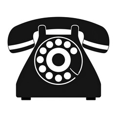 Classic Rotary Phone Icon Black and White Vintage Telephone Illustration