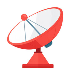 Red Satellite Dish Antenna for Global Communication and Broadcasting