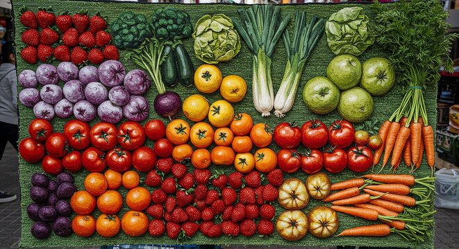 Vibrant Fruit and Vegetable Tapestry: A Detailed Still Life