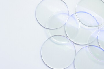 glass lenses eyeglasses on white background 