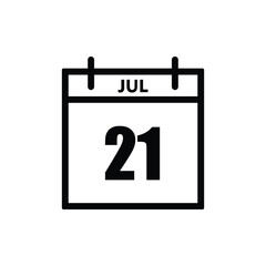 calender icon, 21 july icon with white background