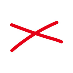 Red Cross Mark Icon  Hand Drawn Vector on White Background