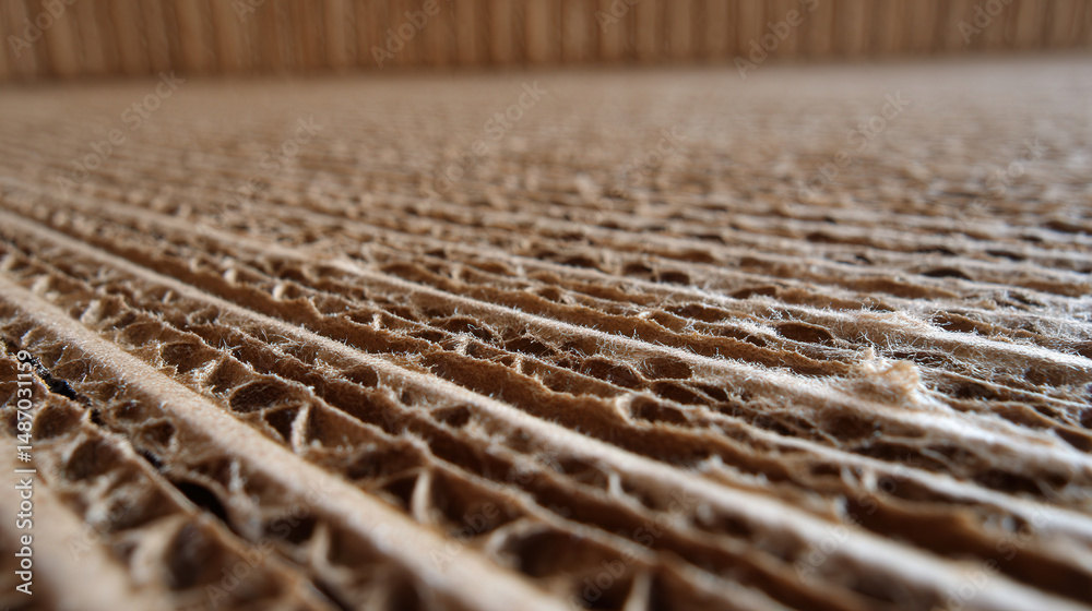 Poster High Detail of Corrugated Cardboard Surface Displaying Texture and Pattern for Various Applications