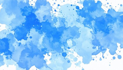 Abstract Watercolor Background With Blue Paint Splatters