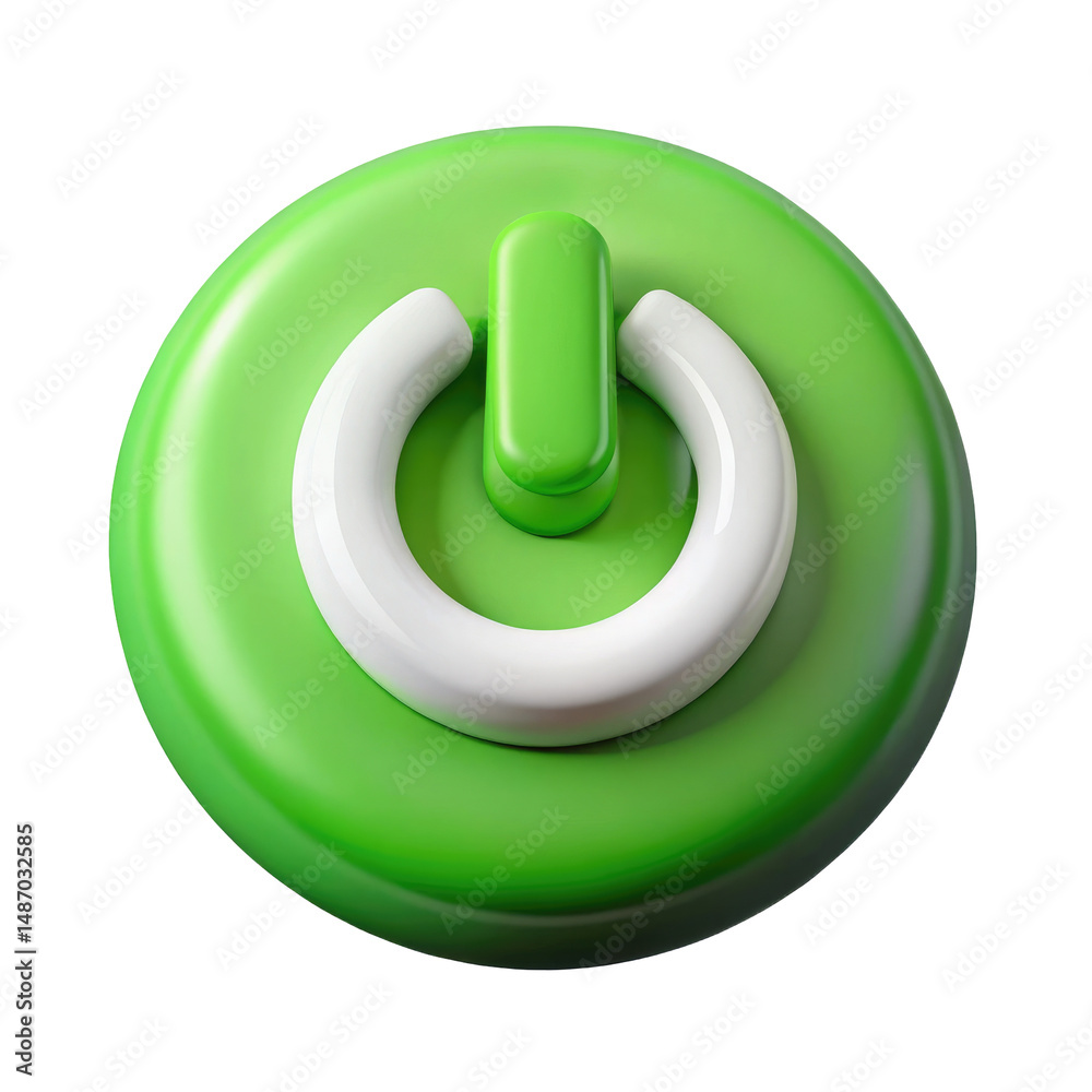 Canvas Prints power button 3d icon in plastic style isolated on transparent white background, clipping path