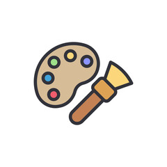 Artistic Palette And Brush Icon For Creative Projects And Designs