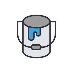 Paint Bucket With Blue Paint Dripping Down With Transparent Style