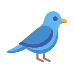 Minimalist blue bird icon illustration on black background
