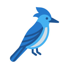 Stylized blue jay illustration on a black background