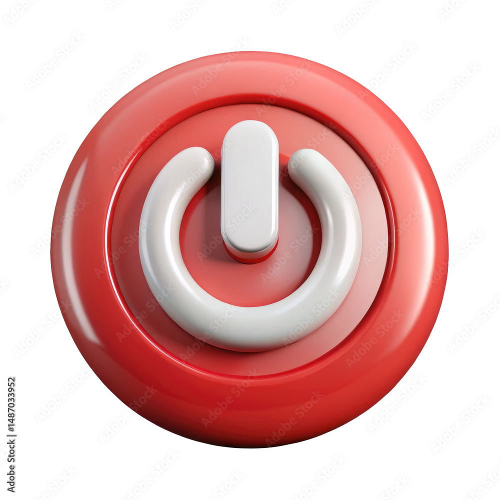 Canvas Prints power button 3d icon in plastic style isolated on transparent white background, clipping path
