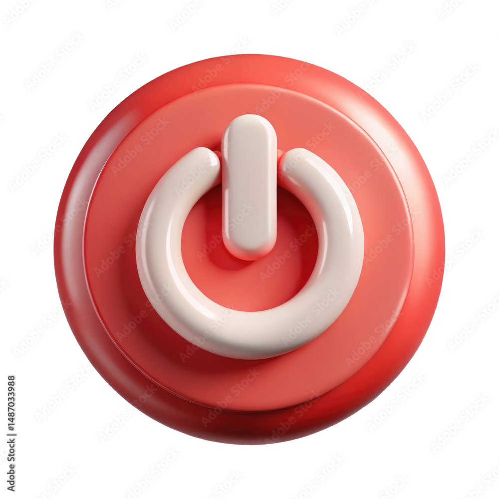 Canvas Prints power button 3d icon in plastic style isolated on transparent white background, clipping path