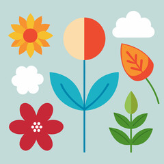 Seasonal Floral Set for Spring, Summer, Autumn, and Winter