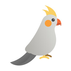 Cute cartoon cockatiel illustration isolated on black background